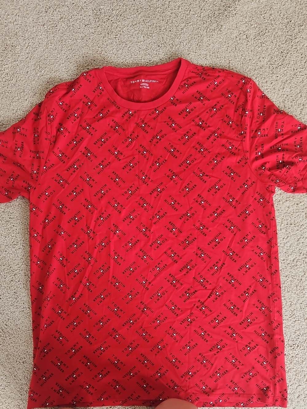 Tommy Hilfiger Red All-Over Logo Short Sleeve Tee